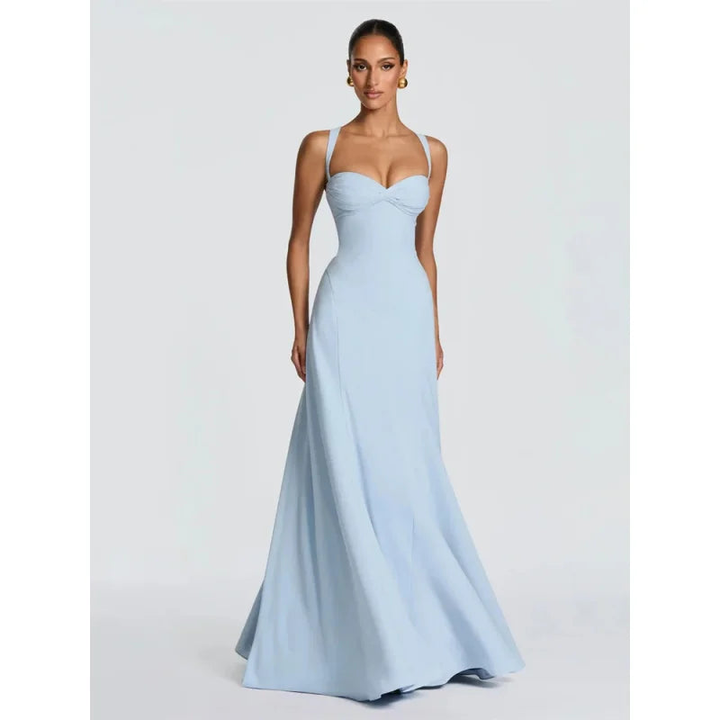 Off-Shoulder Backless Sexy Maxi Dress Women Elegant Spaghetti Strap Sleeveless Bodycon Club Party Evening Dress Fashion