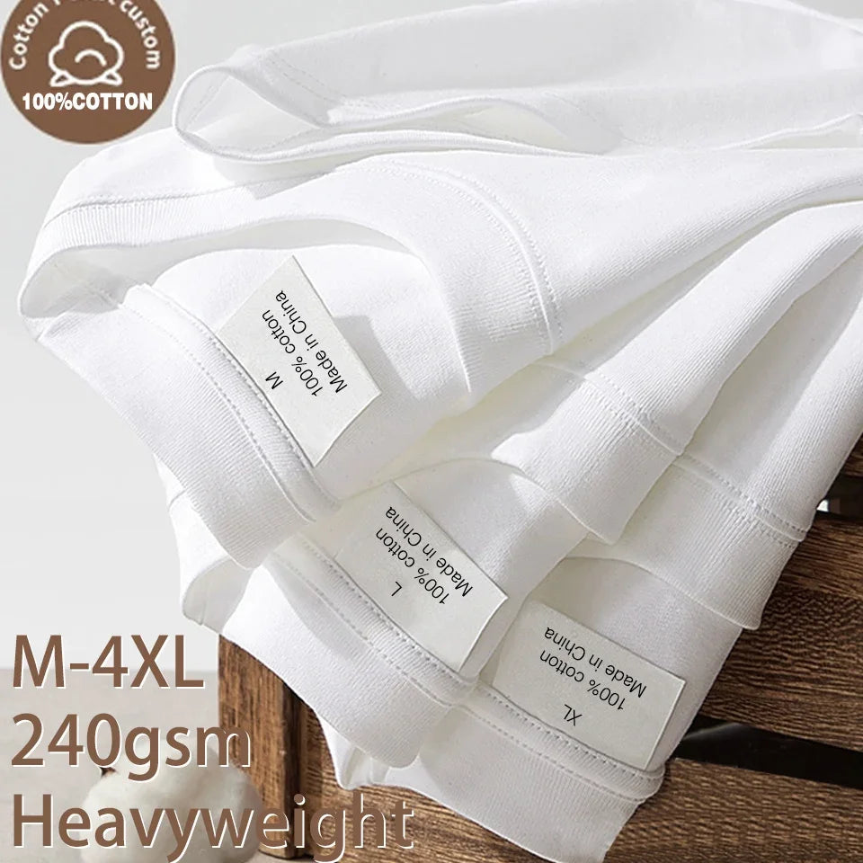 100% Pure Cotton Men T-shirt High End Brand Summer Breathable Short Sleeve Round Neck Casual Fashion Tops Tees