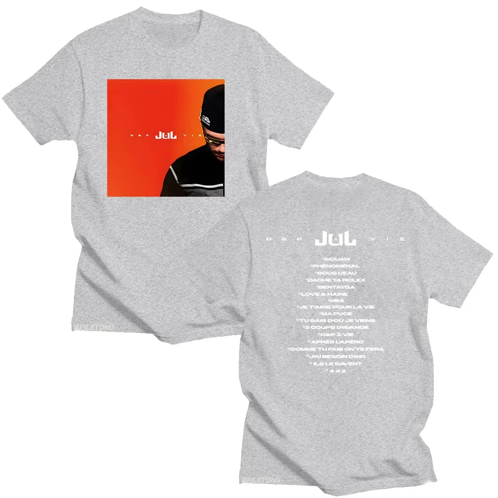 Rapper JuL D&p À Vie Men T-shirts JuL New Album Fashion Versatile Tshirts Graphic Tees Summer for Women Short Sleeve Cotton Top