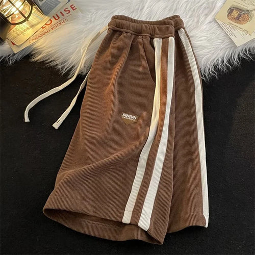 2026 Summer Casual y2k Shorts For Men American Retro Loose Straight Short Pants Fashion Striped Contrasting Color gym shorts