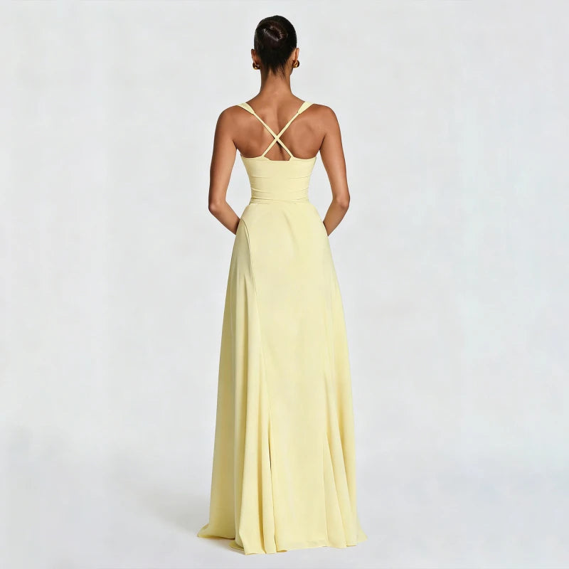 Off-Shoulder Backless Sexy Maxi Dress Women Elegant Spaghetti Strap Sleeveless Bodycon Club Party Evening Dress Fashion