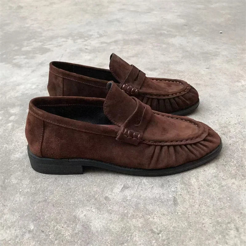 High Quality French Flats Women Shoes Retro Brown Ladies Shoes Woman Fashion Brand Designer Shoes for Women