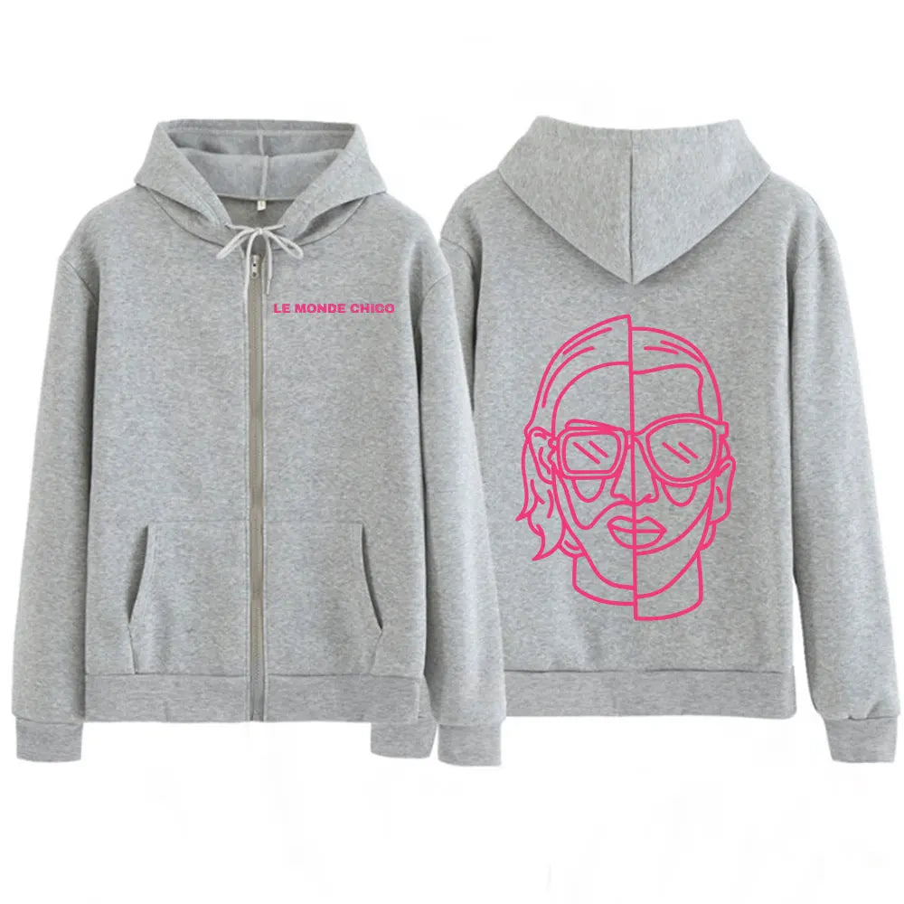 Le Monde Chico Zipper Hoodies French Rapper PNL Album Graphic Zip Up Hooded Sweatshirts Men Women Hip Hop Long Sleeve Pullovers