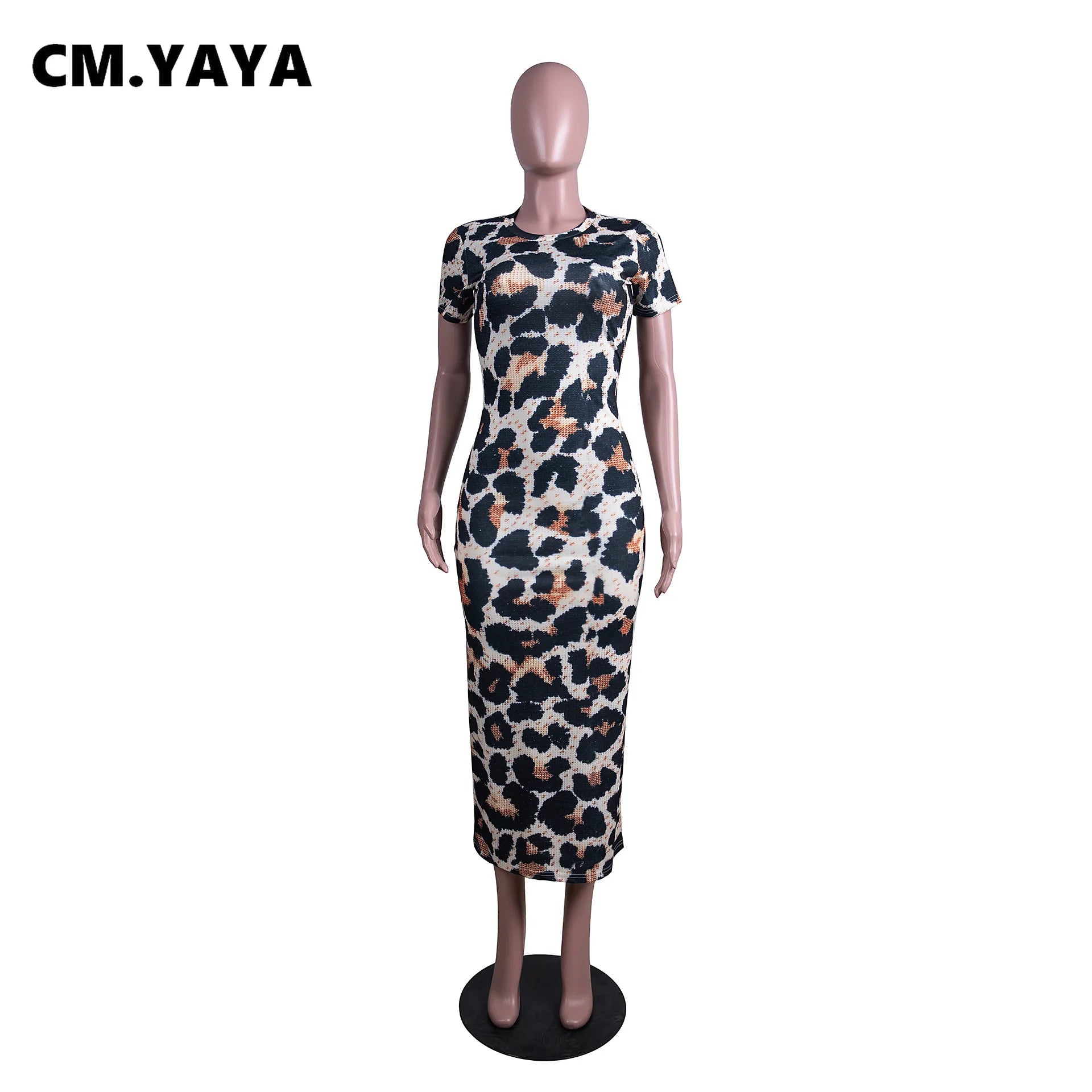 Summer Women Clothes Long Maxi Dress Short Sleeve Leopard Print Night Club Party Sexy Bandage Elegant Dresses Vestidos
