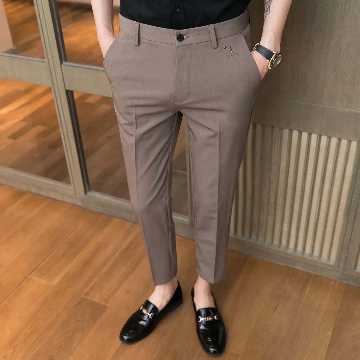 Business Baggy Office Trousers for Men Straight Summer Thin Loose Casual Pants Man Tailoring Clothes Cheap High Quality Sale Y2k