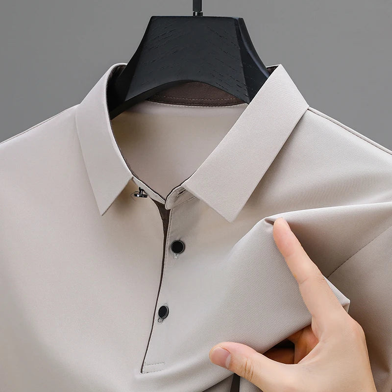 BROWON New Collection 2026 Golf Shirts Mens Short Sleeve Solid Color Turn Down Collar Business Plain Shirt for Man