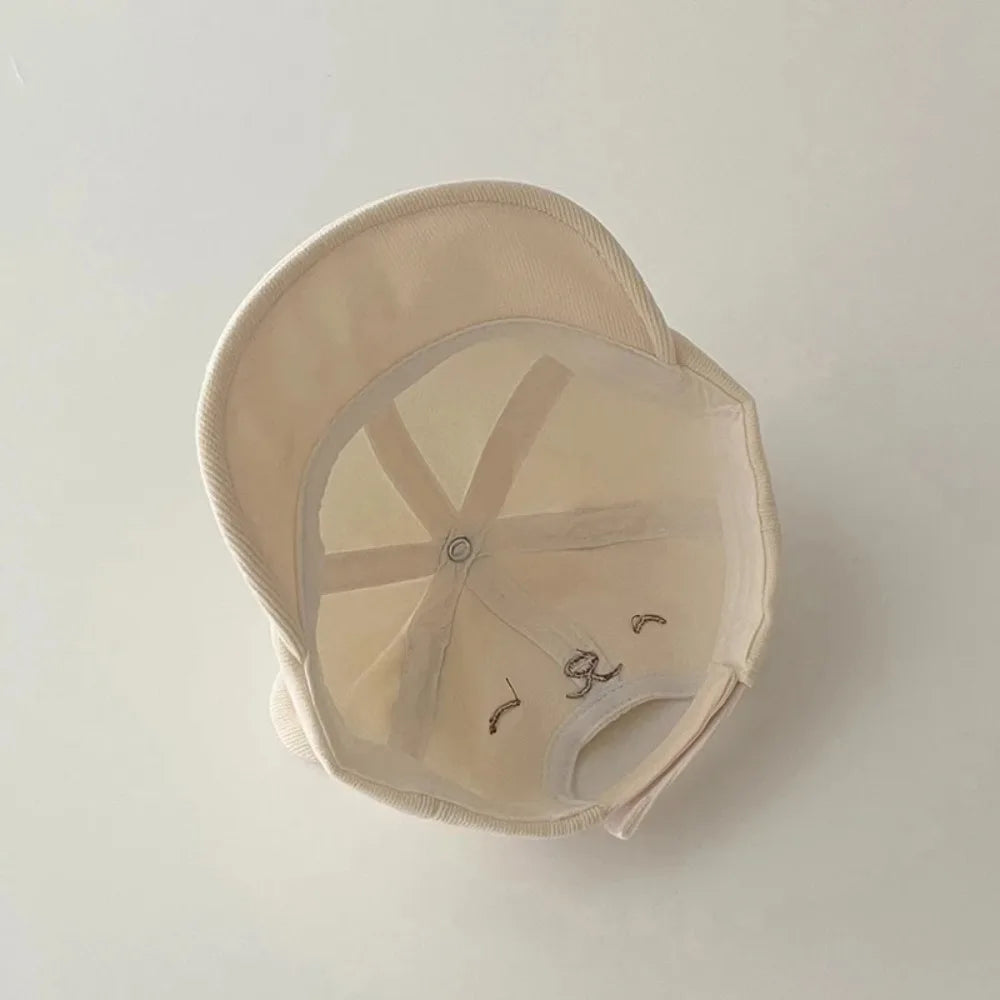 2026 NEW Cartoon Bear Baby Baseball Hat with Ears Cute Solid Color Infant Peaked Cap Kawaii Spring Summer Kids Cotton Sun Hats