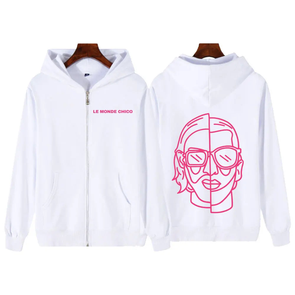 Le Monde Chico Zipper Hoodies French Rapper PNL Album Graphic Zip Up Hooded Sweatshirts Men Women Hip Hop Long Sleeve Pullovers