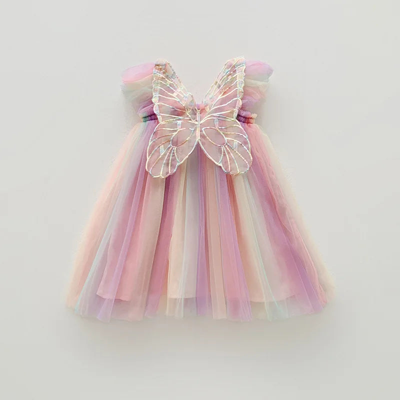 1-7T Toddler Kid Baby Girl Clothes Off Shoulder Heart Print Girls Dress Elegant Summer Sundress Beach Princess Dress Outfit