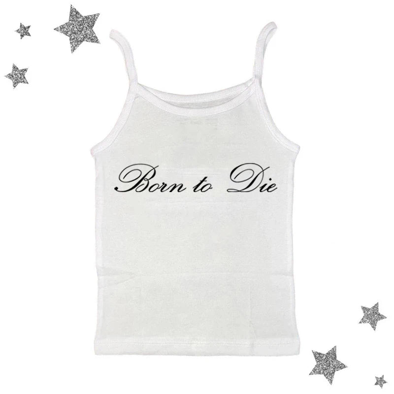 Women's Sleeveless Camisole Y2K Sexy Lace Streetwear Hip Hop Punk Rock vintage Emo Girls Chic Letter Print Gothic Slim baby Tops