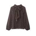 Women's Dots Printed Blouse Shirt Spring Autumn Fashion Long Sleeve Bow Lace-Up Blouse Shirt Lady Elegant High Street Blouses