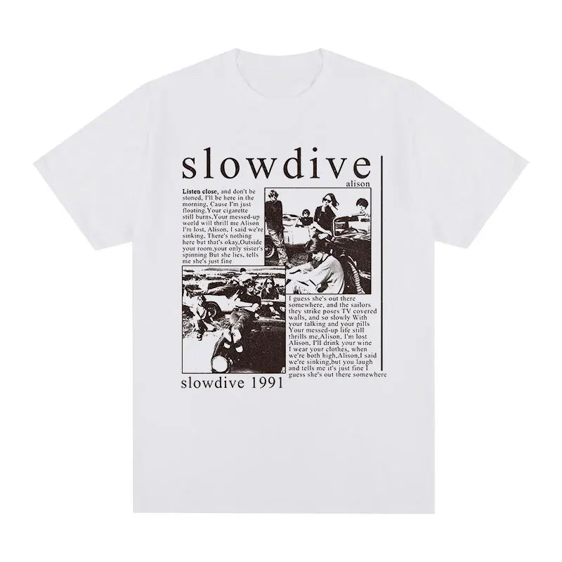 Slowdive Alison 1991 Vintage T-shirt Tour 90s Classic Cotton Men T shirt New TEE TSHIRT Womens Tops Unisex