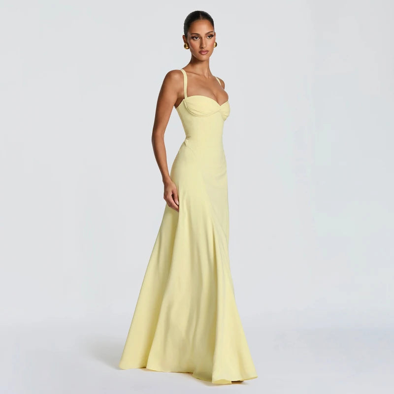 Off-Shoulder Backless Sexy Maxi Dress Women Elegant Spaghetti Strap Sleeveless Bodycon Club Party Evening Dress Fashion