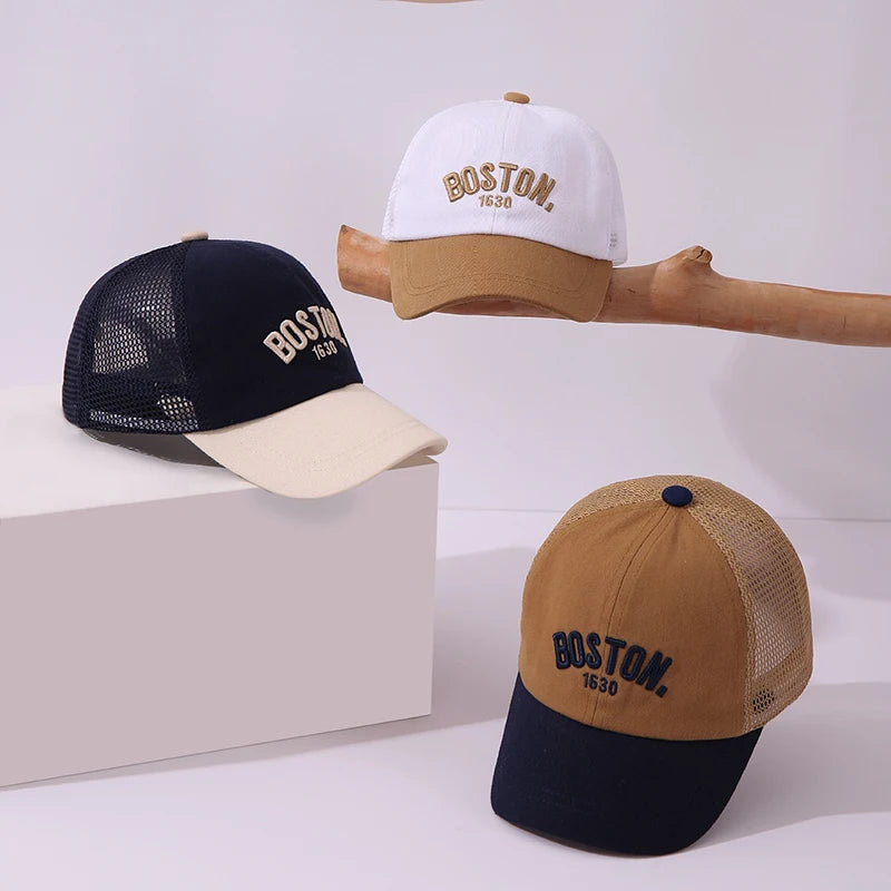 Baby Mesh Baseball Cap Kids Summer Sun Hat Letter Peaked Hats 1-3year Boys Girls Hollow Breathable Sunscreen Caps Children Visor