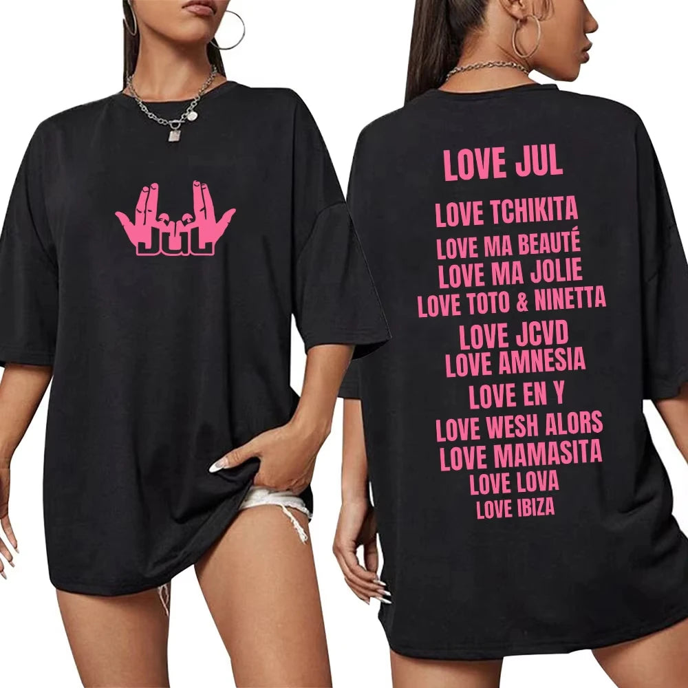 Rapper Jul Love Jul Classic Graphic T-shirts  Women Fashion Hip Hop Short Sleeve Cotton Classic T-shirts Streetwear