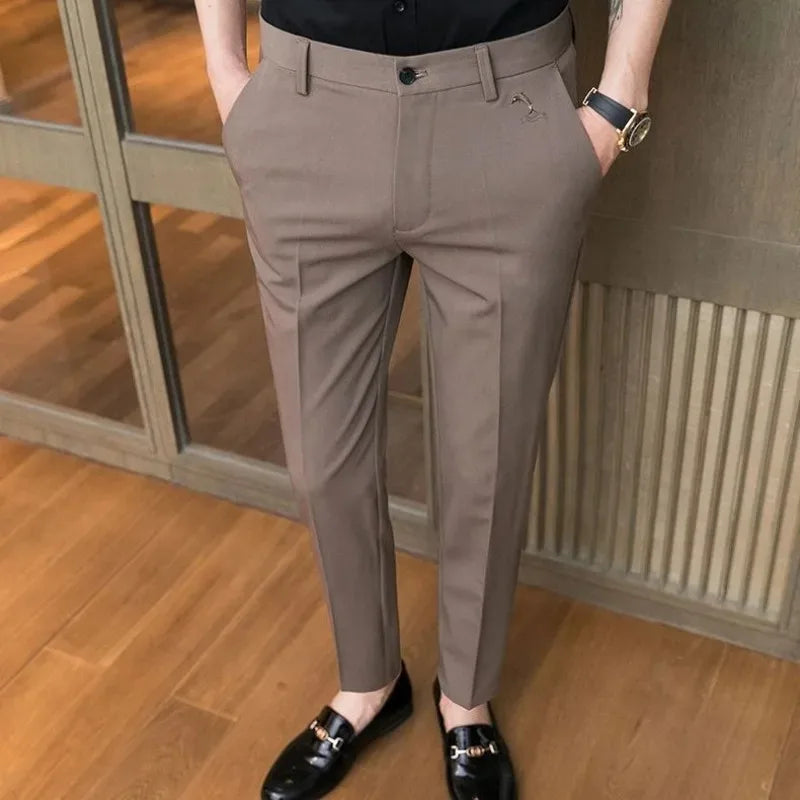 Business Baggy Office Trousers for Men Straight Summer Thin Loose Casual Pants Man Tailoring Clothes Cheap High Quality Sale Y2k