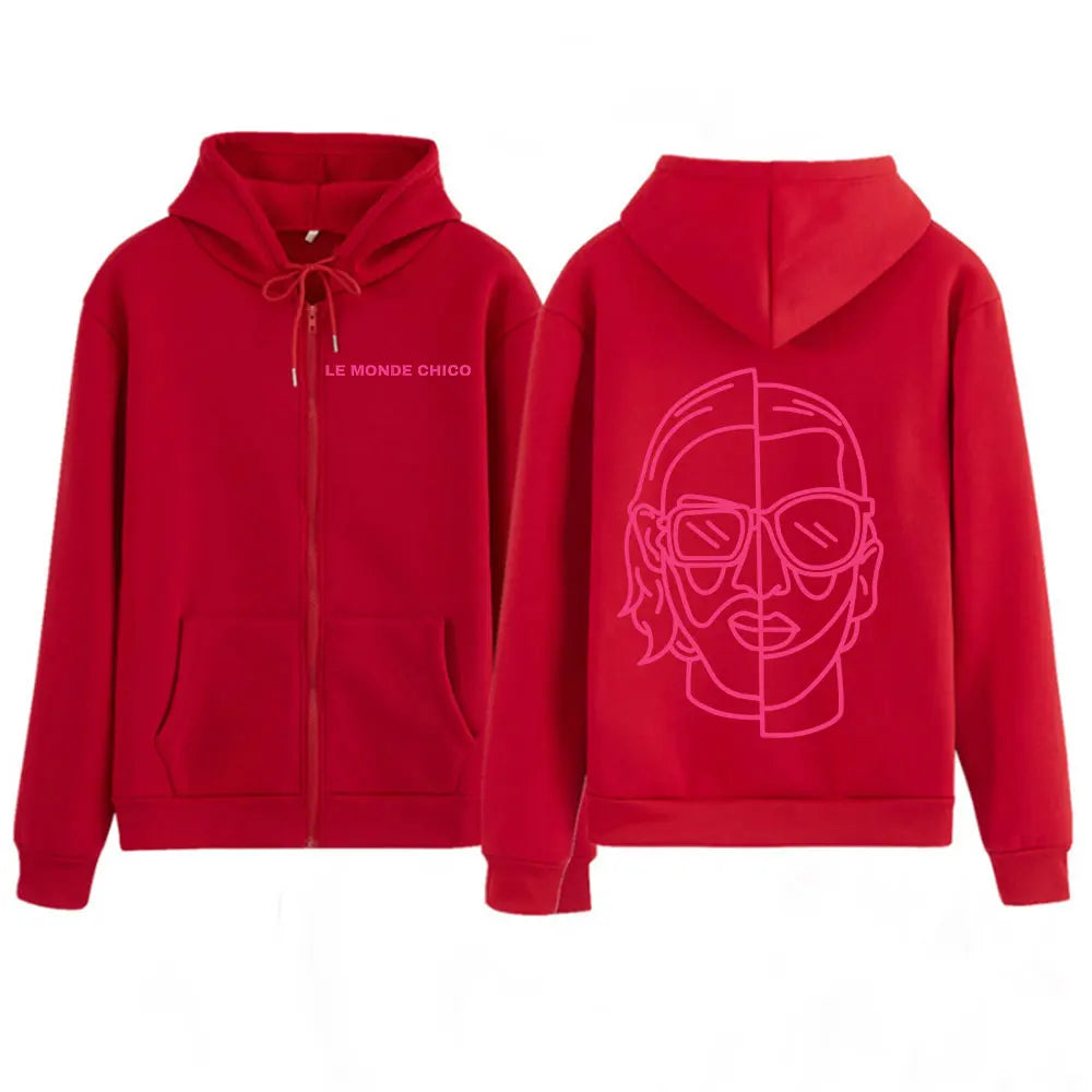 Le Monde Chico Zipper Hoodies French Rapper PNL Album Graphic Zip Up Hooded Sweatshirts Men Women Hip Hop Long Sleeve Pullovers