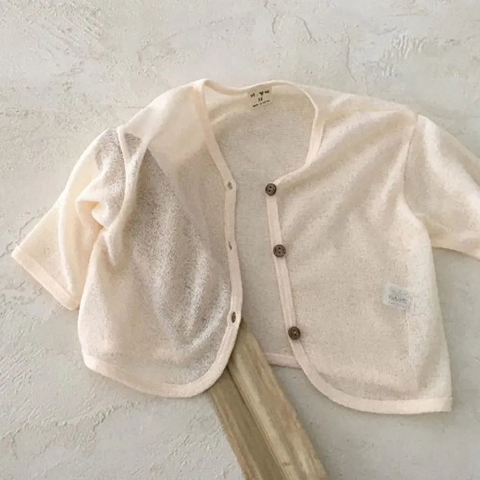 0-3Y Infant Outerwear Kids Korean Cardigan Boys Girls Lightweight Long Sleeve Jacket Baby Casual Coat Solid Color Summer Tops