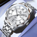 OLEVS 6727 Men's Watches Business Fashion Original Automatic Mechanical Watch for Man Grey Double Scale Waterproof Luminous Date
