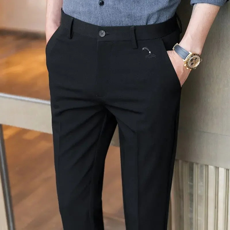 Business Baggy Office Trousers for Men Straight Summer Thin Loose Casual Pants Man Tailoring Clothes Cheap High Quality Sale Y2k