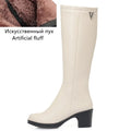 AIYUQI  Women Knight Boots Genuine Leather 2026 New Wool Warm Women Winter Boots Round Toe High Heels Fashion Women Long Boots