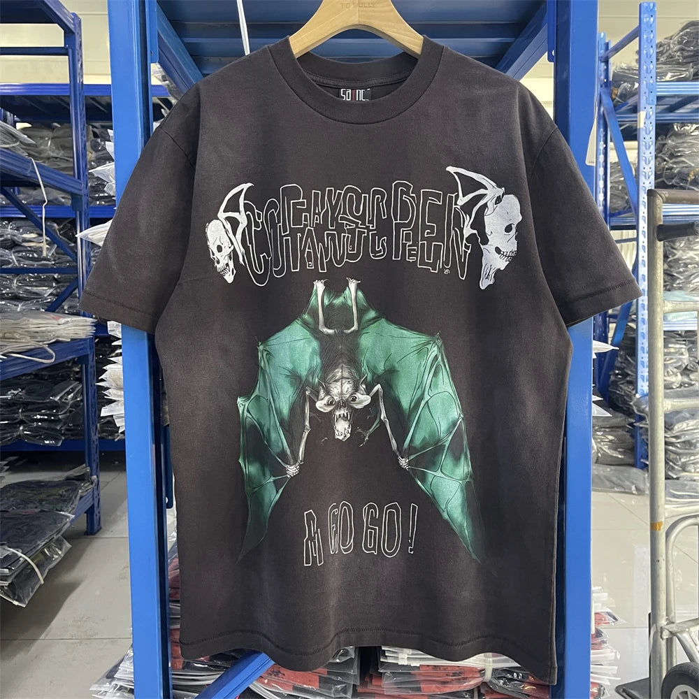 Saint JESUS Night Light Destruction distressed printed short sleeved T-shirt T Shirt Men Women T Shirt Top Tees