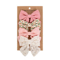 4Pcs/Set Baby Girls Hair Bows Clips Linen Cotton Ponytail Hairpins Plaid Flower Dot Printed Korean Ins Hairgrips Kids Headwear