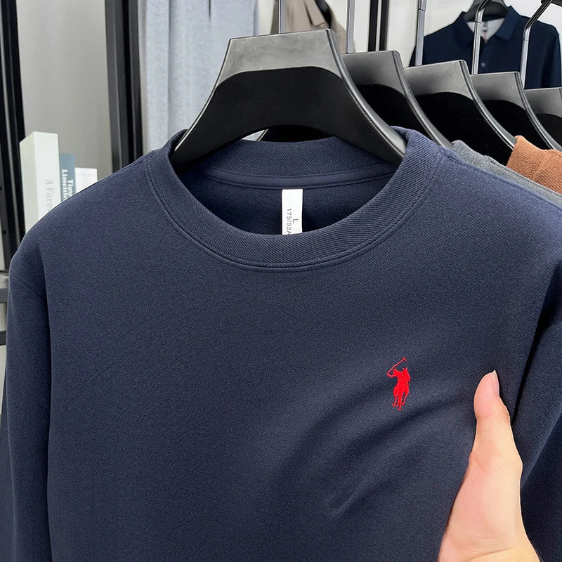 Luxury brand long sleeve T-shirt men's autumn Paul trendy exquisite pony embroidery pullover loose casual round neck sweatshirt