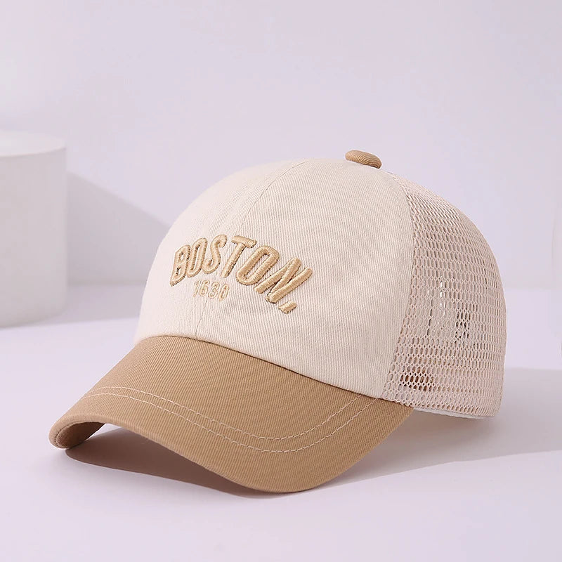 Baby Mesh Baseball Cap Kids Summer Sun Hat Letter Peaked Hats 1-3year Boys Girls Hollow Breathable Sunscreen Caps Children Visor