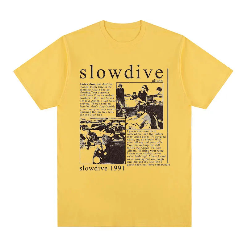 Slowdive Alison 1991 Vintage T-shirt Tour 90s Classic Cotton Men T shirt New TEE TSHIRT Womens Tops Unisex