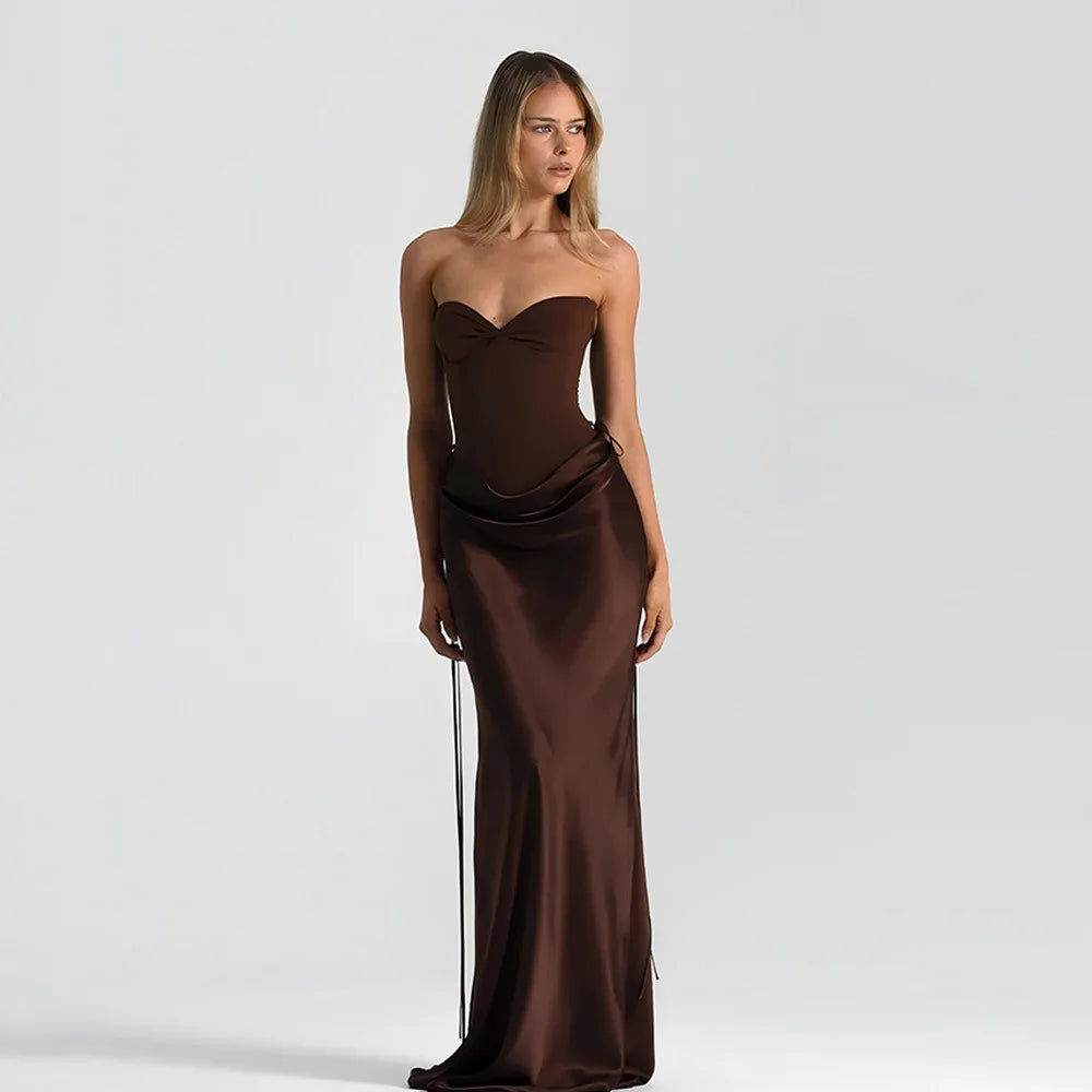 Sexy Off-shoulder Backless Wrap Maxi Dress Women Summer Patchwork Strapless Sleeveless Bodycon Club Party Long Dresses Clothes