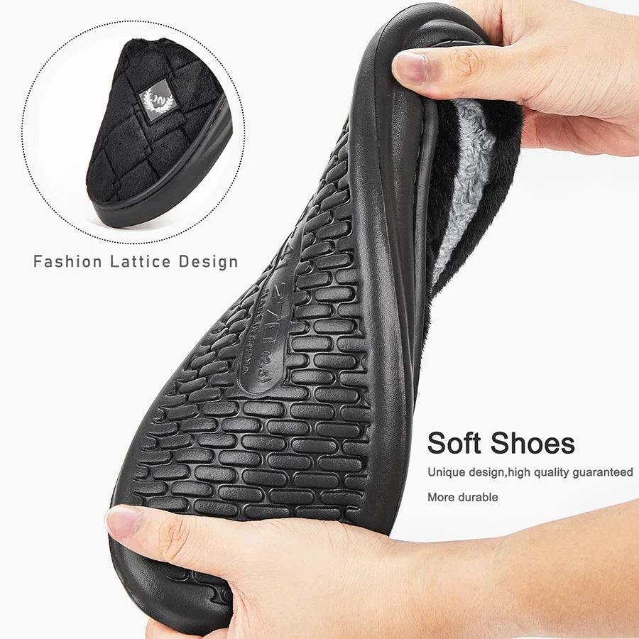 Pmoiste Fur Slippers Men Home EVA Platform Cushion Warm Soft Designer Living Room Shoes Cozy Non-slip High Quality Indoor