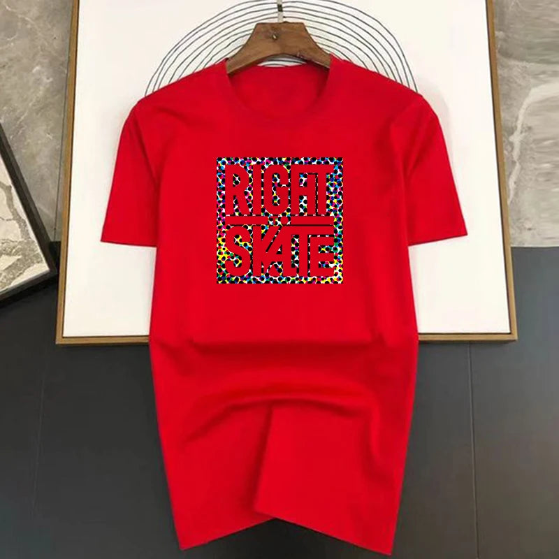 Luxury Brand Right to Skate Letter Print T Shirt For Man Summer Vintage Unisex Oversized T-shirt Y2k Tops Short Sleeve Men's