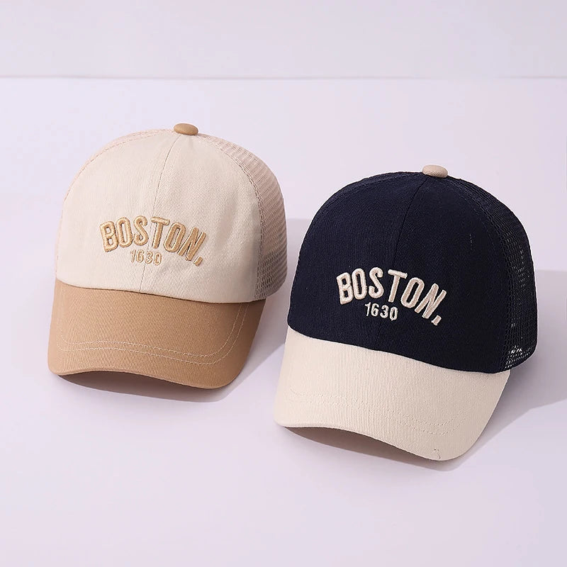 Baby Mesh Baseball Cap Kids Summer Sun Hat Letter Peaked Hats 1-3year Boys Girls Hollow Breathable Sunscreen Caps Children Visor