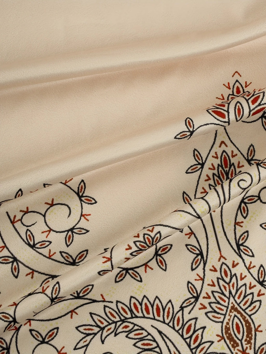 Printed Design Beige & Rust Ornate Halter Maxi Dress