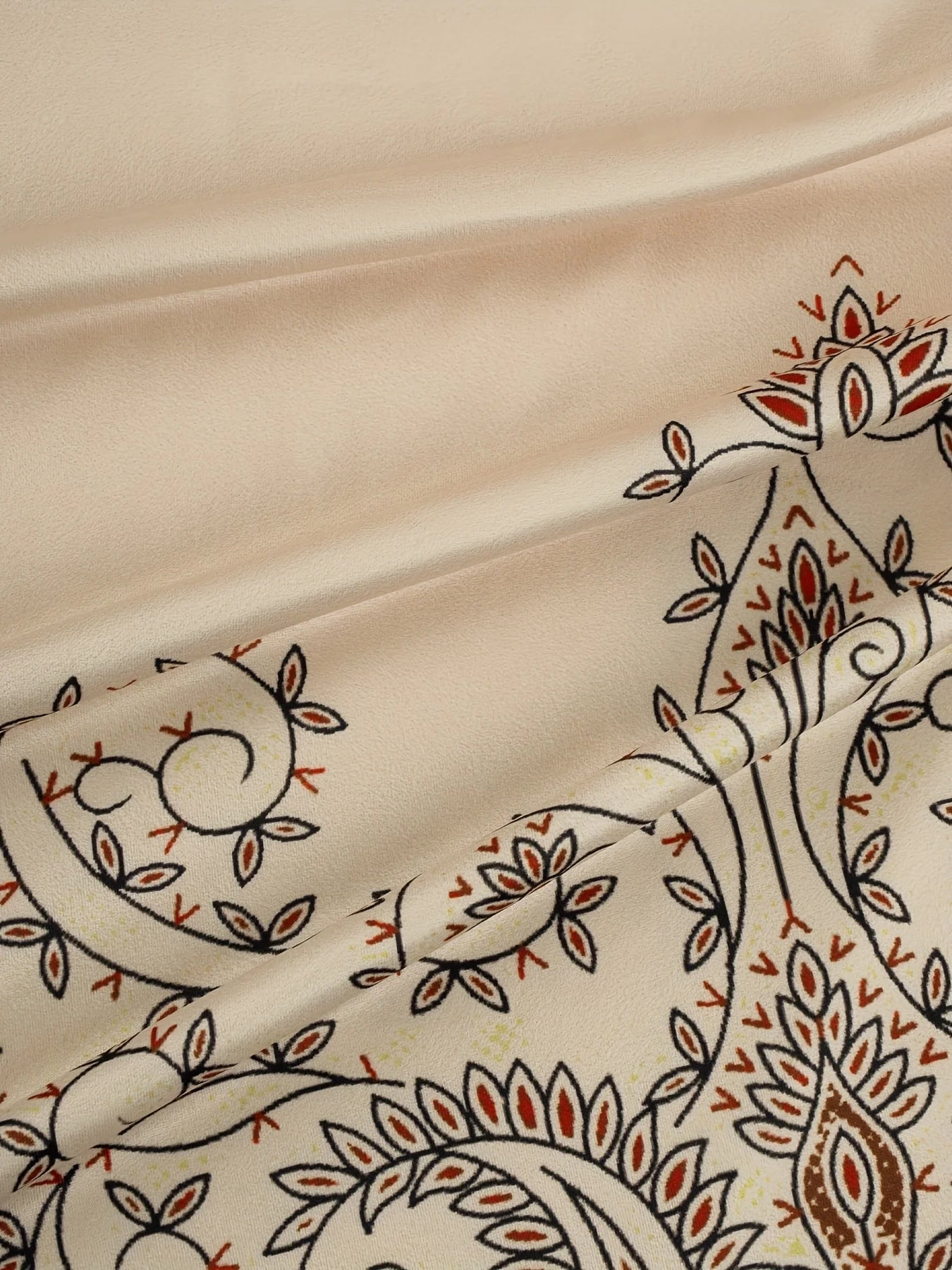 Printed Design Beige & Rust Ornate Halter Maxi Dress