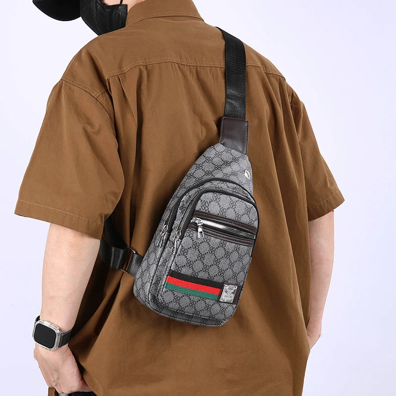 Men's Multifunction Messenger Bag Shoulder Cloth Chest Bags Crossbody Casual Handbag with Earphone Hole