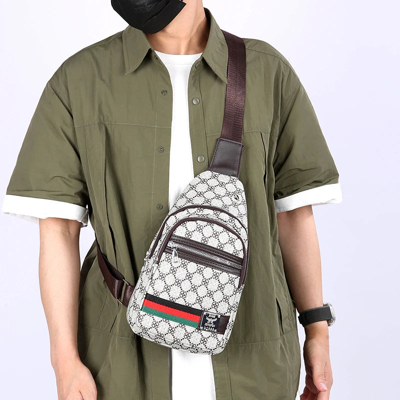 Men's Multifunction Messenger Bag Shoulder Cloth Chest Bags Crossbody Casual Handbag with Earphone Hole
