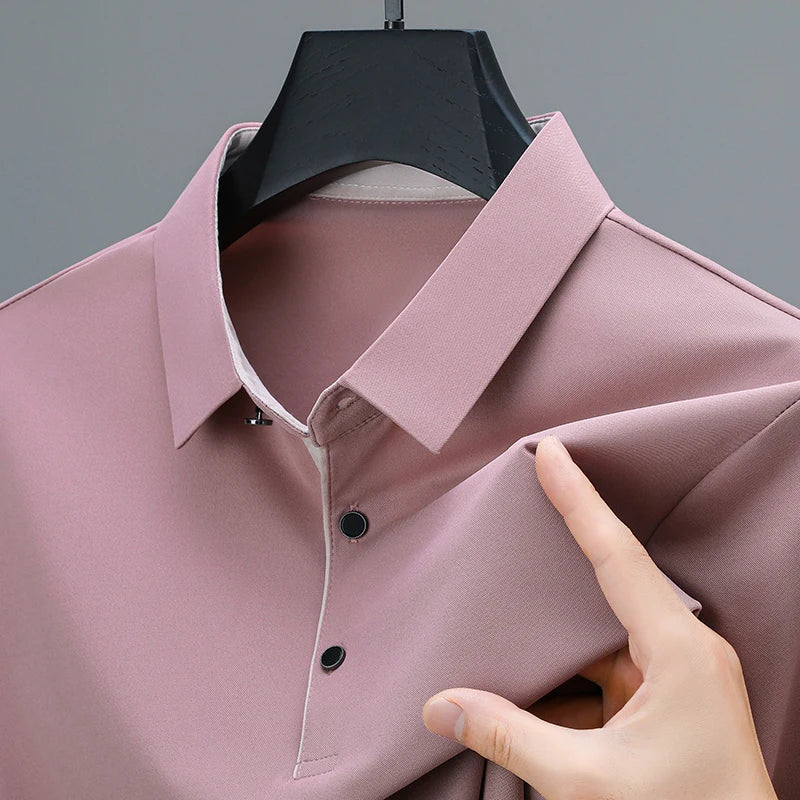 BROWON New Collection 2026 Golf Shirts Mens Short Sleeve Solid Color Turn Down Collar Business Plain Shirt for Man