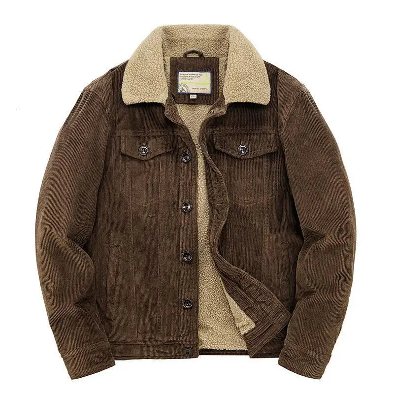 Men's Wear Single Breasted Loose Jacket Men's Corduroy Jacket Coat Winter Jacket Fashion Coat Casual Plush Outfit Winproof Coats