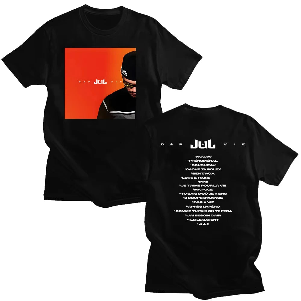 Rapper JuL D&p À Vie Men T-shirts JuL New Album Fashion Versatile Tshirts Graphic Tees Summer for Women Short Sleeve Cotton Top