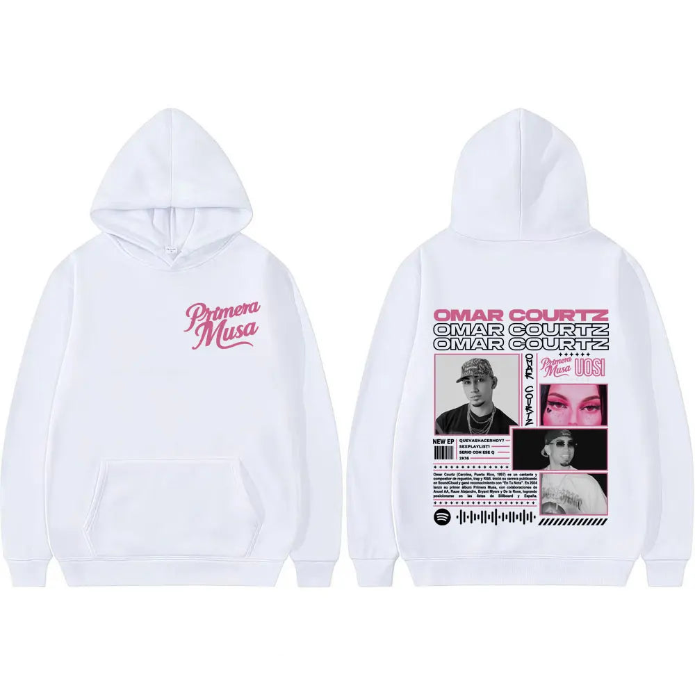 Omar Courtz Primera Musa Album Tour Double Sided Printed Hoodies Men Women Hip Hop Vintage Hoodie Casual Long Sleeve Sweatshirts