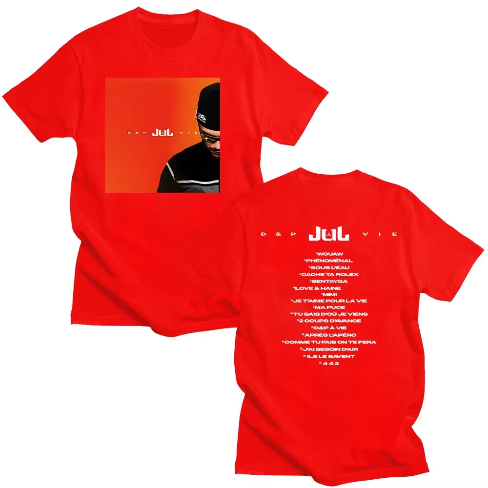 Rapper JuL D&p À Vie Men T-shirts JuL New Album Fashion Versatile Tshirts Graphic Tees Summer for Women Short Sleeve Cotton Top