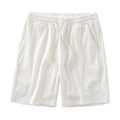 Men Shorts Solid Color Mid Waist Summer Motion Waffle Texture Deep Crotch Drawstring Male Shorts Loose Knee Length Casual Short