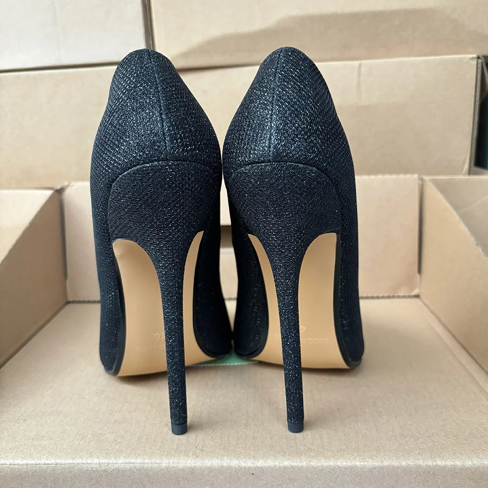 2025 Newly 14cm High Heels Sexy Pumps Sparkly Black Red inside Fetish Stilettos Drag Queen Cross Dresser Man Unisex Shoes Size48