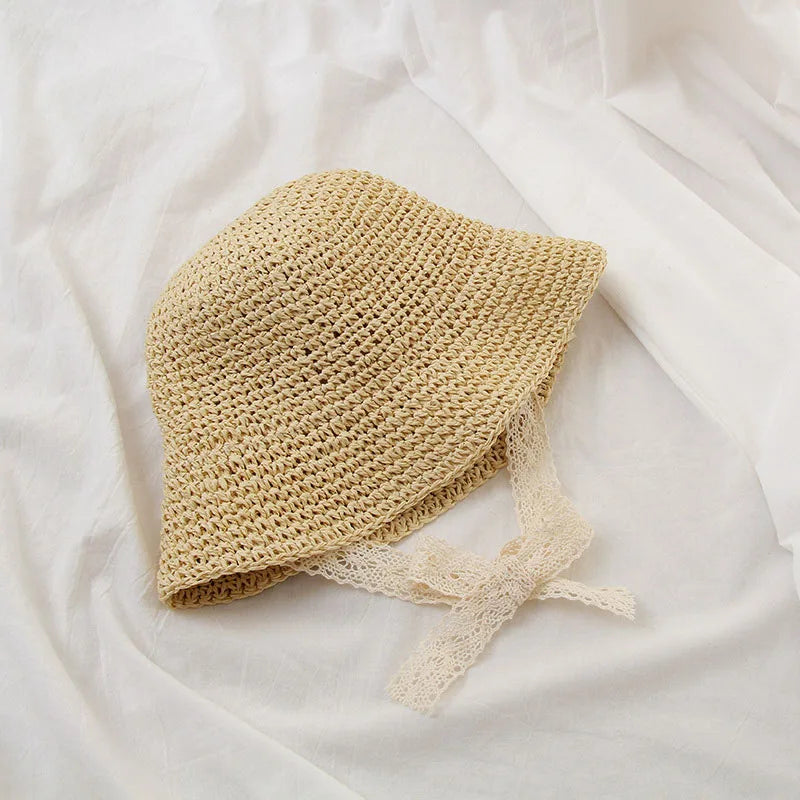 Summer Baby Sun Hat Handmade Woven Straw Cap for Toddler Boy Girl Outdoor Sunshade Beach Sun Hats Kids Panama Bonnet