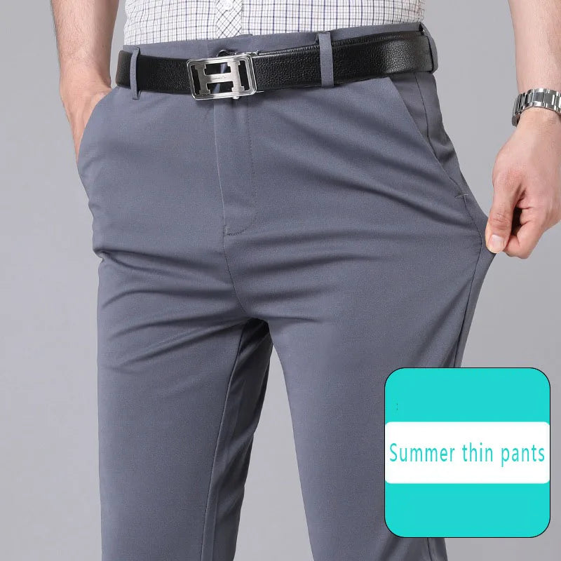 Male Pants Stretch Solid Black Smart Casual Men's Trousers Office Quick Dry Suit Pants New Spring Autumn Korean Straight Pants