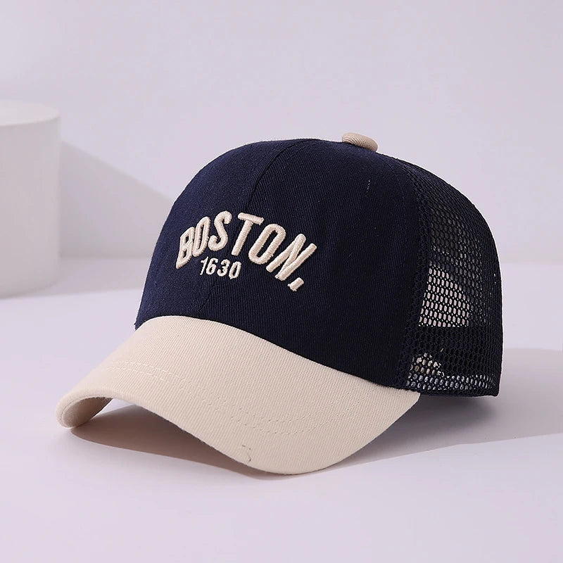 Baby Mesh Baseball Cap Kids Summer Sun Hat Letter Peaked Hats 1-3year Boys Girls Hollow Breathable Sunscreen Caps Children Visor