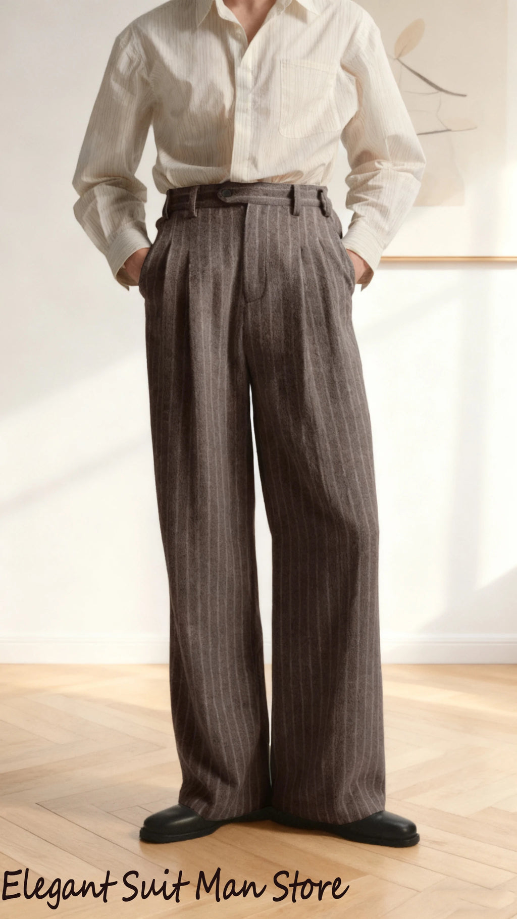 Boutique Fashion Solid Color Plaid Striped Men's Casual Business Office Formal Casual Suit Pants Groom's Wedding Dress Trousers