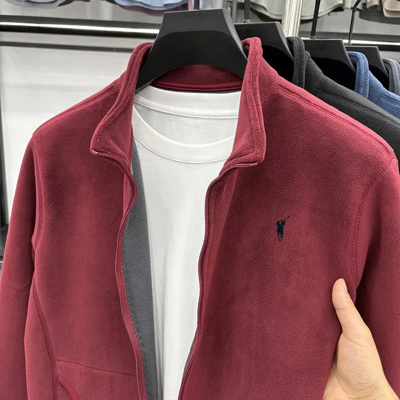 High end brand cardigan sweatshirt men's 2025 new designer fashion Paul embroidery plush coat autumn warm and thick casual jacke